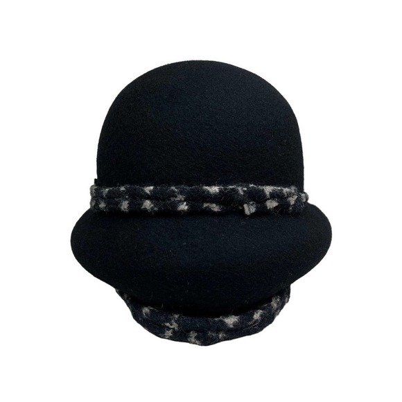 Susan Hat Wool Felt Cloche Hat Women Button Feather‎ Detail Black Size OSFM - Picture 3 of 6